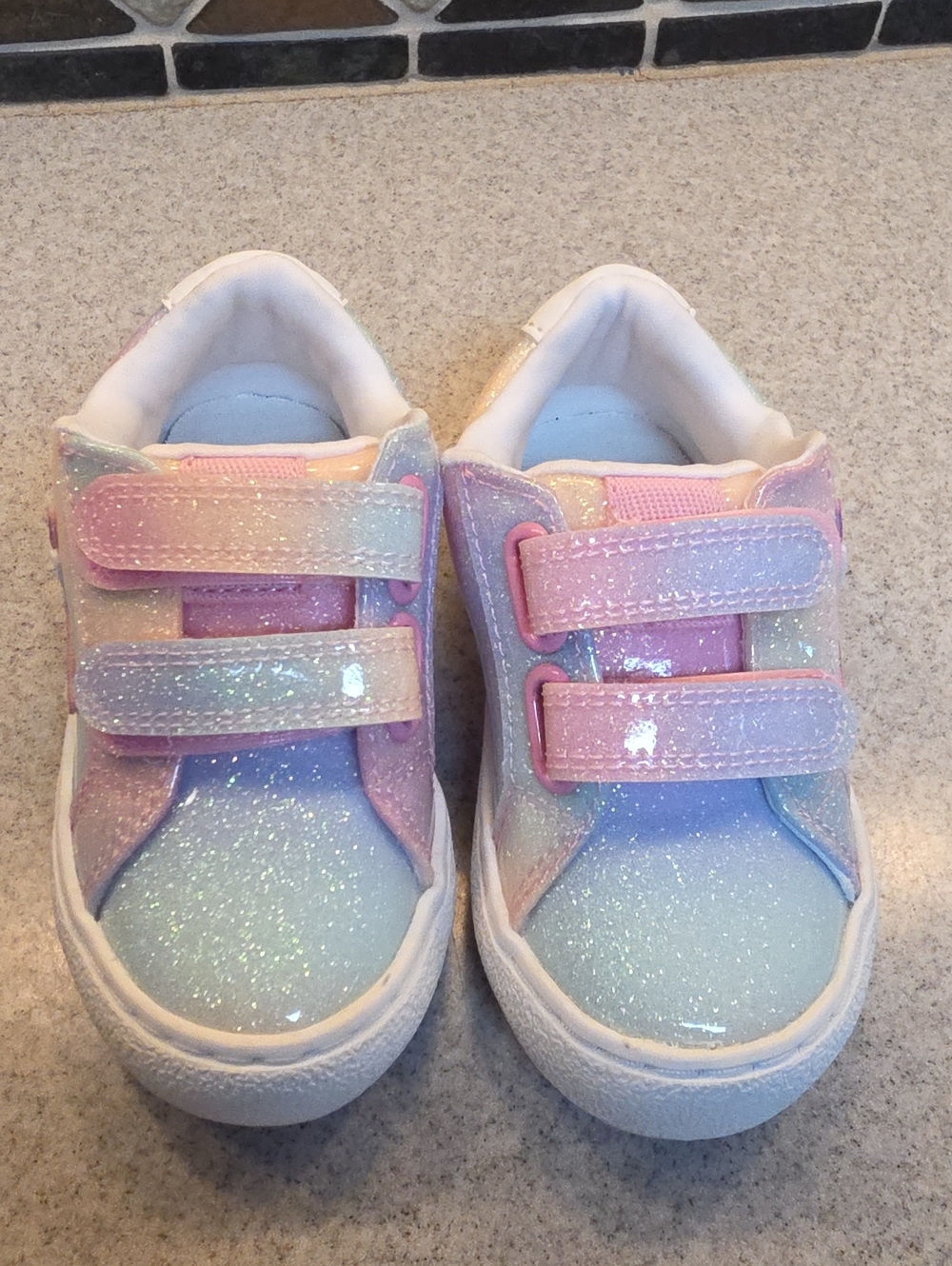 Kids Glitter Pastel Velcro Sneakers - Pink & Blue
